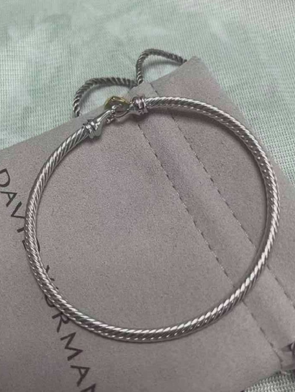 David Yurman Two-Tone Cable Bracelet with Gold Heart Accent - Picture 3 of 8